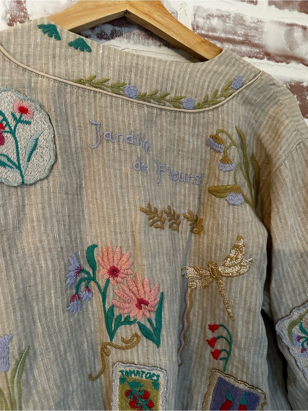 Johnny Was Beige Embroidered Kimono Jacket - Fleur - Picture 6 of 9